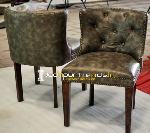 Tufted Leatherite Solid Wood Upholstered Chair