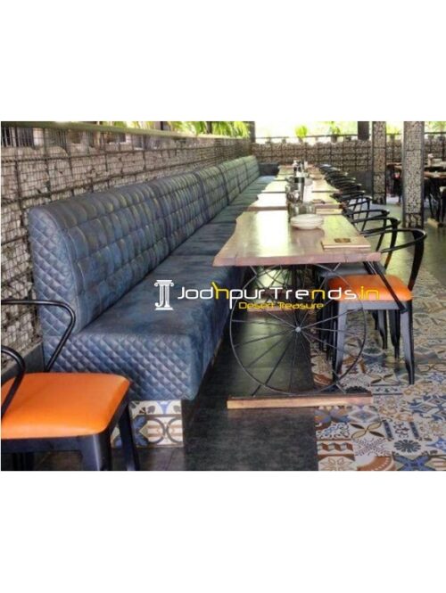 Tufted Upholstered Industrial Theme Long Restaurant Seating