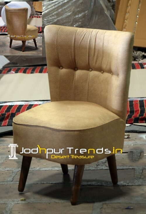Yellow Tufted Fabric Design Upholstered Accent Chair