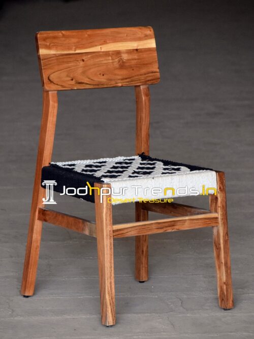 Natural Solid Wood Cotton Rope Weaving Dining Chair