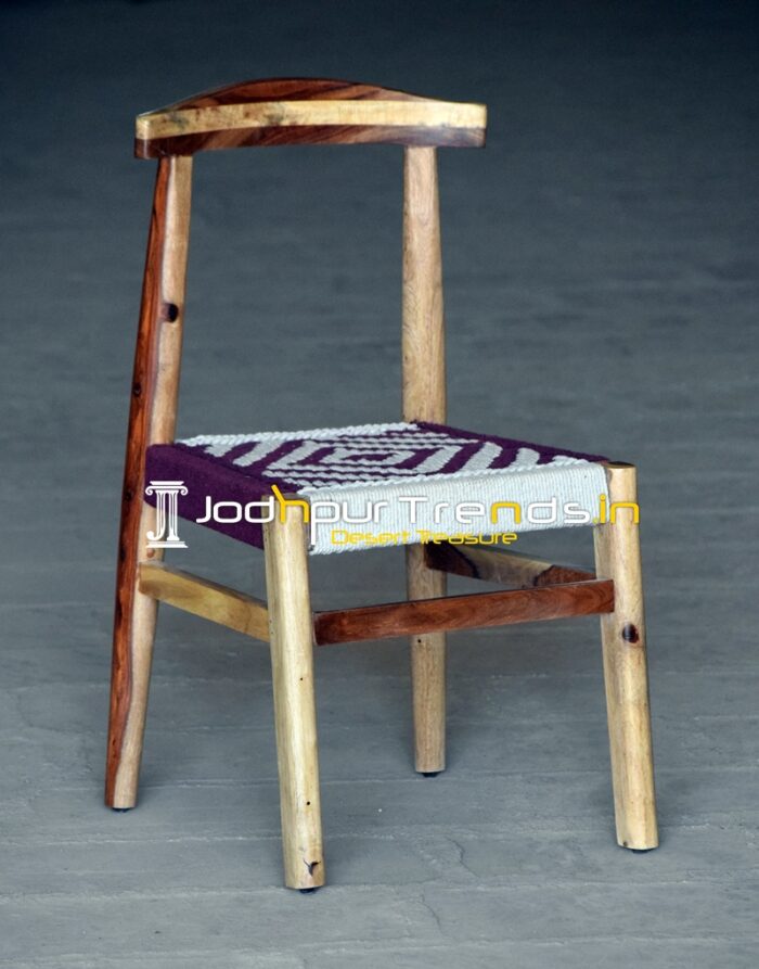 Rose Wood Cotton Rope Weaving Restaurant Chair
