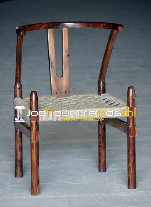 Rose Wood Jute Weaving Hotel Room Chair