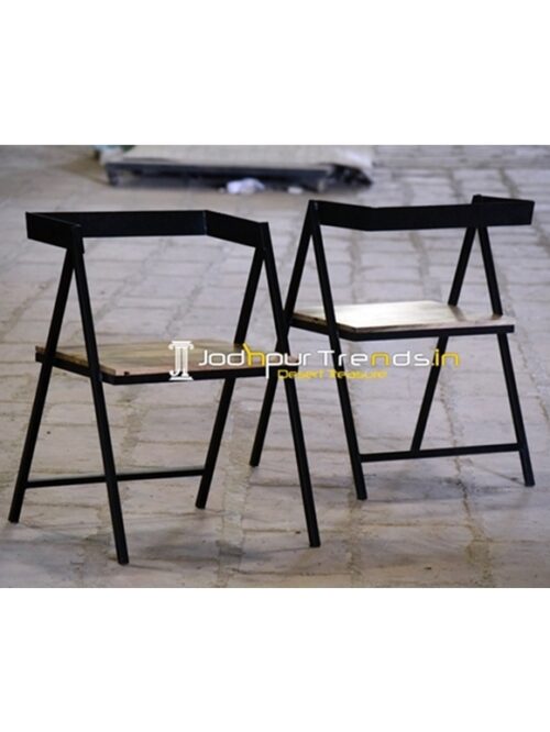 Black & Natural Finish Industrial Chair Design