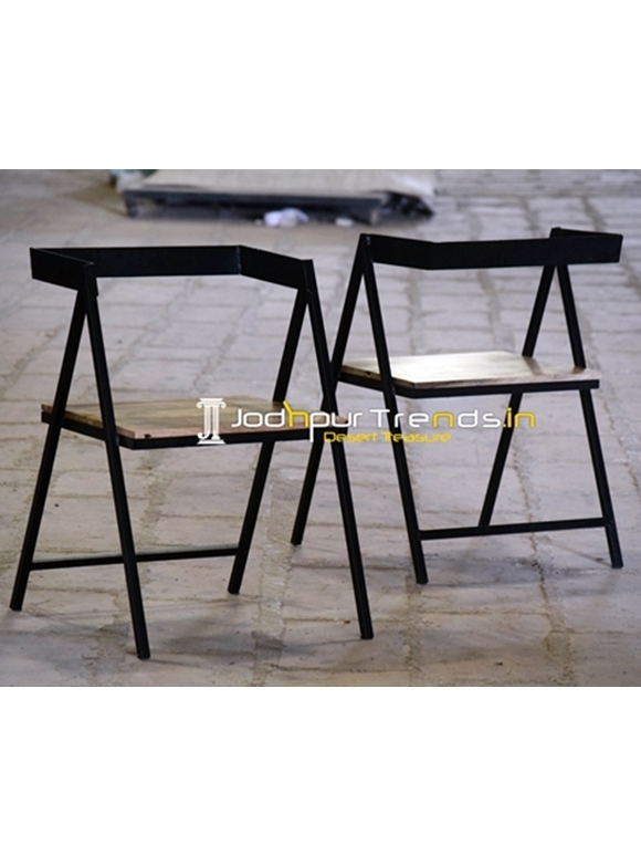 Black & Natural Finish Industrial Chair Design