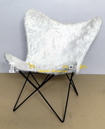 Fine Fur Fabric Folding Stand Butterfly Chair