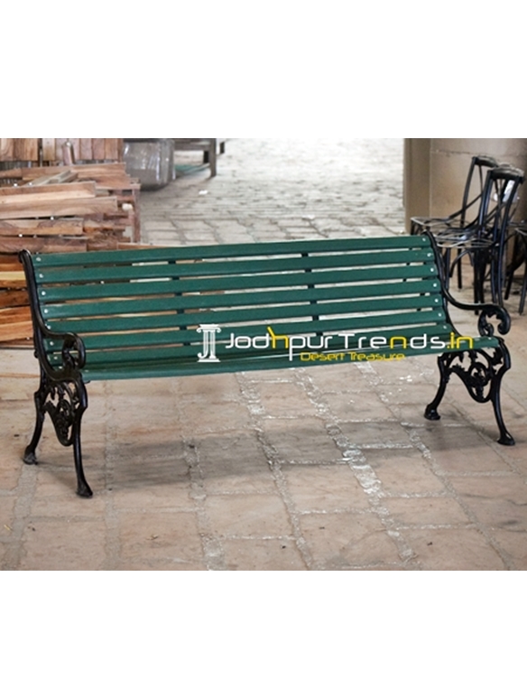 Green & Black Casting Outdoor Bench