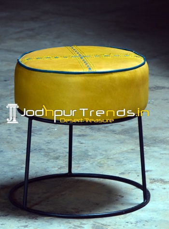 MS Base Leather Seat Industrial Stool Design