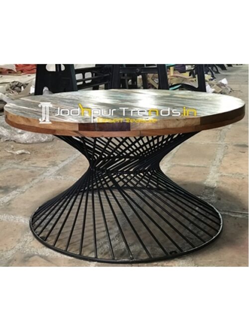 MS Rod Design Single Base Reclaimed Wood Center Table