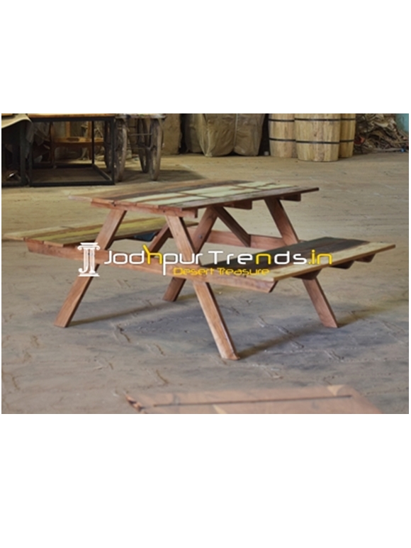 Reclaimed Wood Picnic Garden Outdoor Dining Table