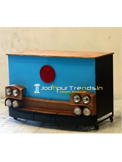 Recycled Metal Painted Design Automotive Bar Cabinet