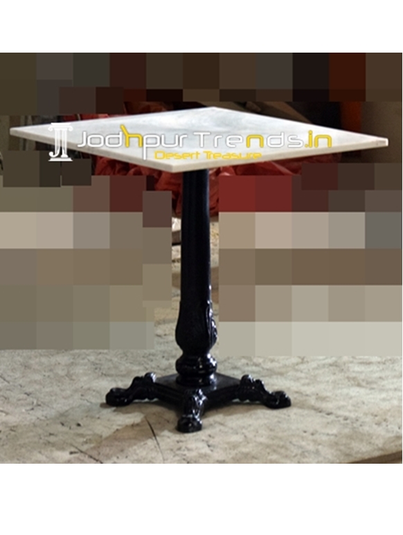 White Marble Casting Base Outdoor Table