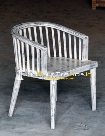 Grey Distress Finish Solid Indian Wooden Chair