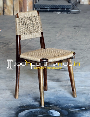 Jute Weaving Indian Solid Wood Dining Chair