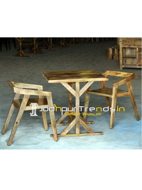 Solid Mango Wood Two Seater Cafe Bistro Set