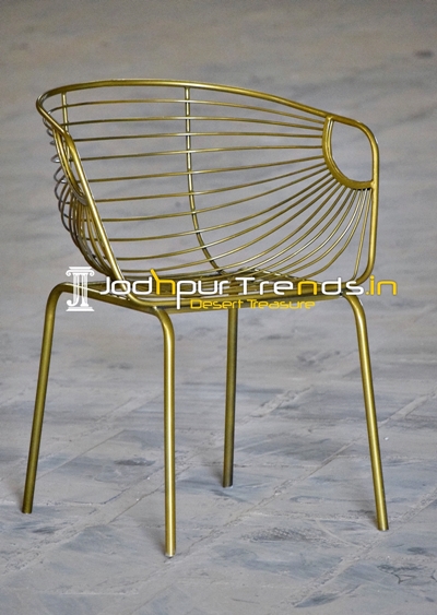 Gold Metal All Weather Cafe Bistro Outdoor Patio Chair