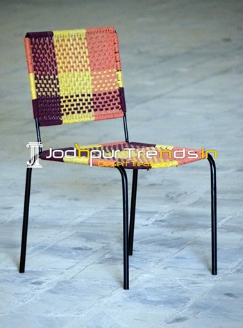 Multicolored MS Frame Indian Rope Chair