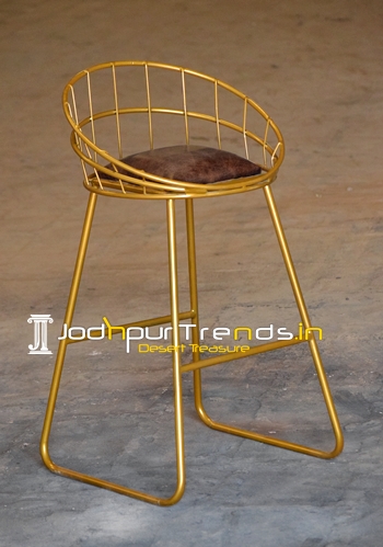 Gold Metal Round Shape Bar Height Chair