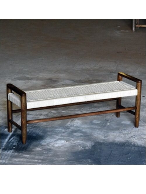 Solid Wood Rope Weaving Bench Design