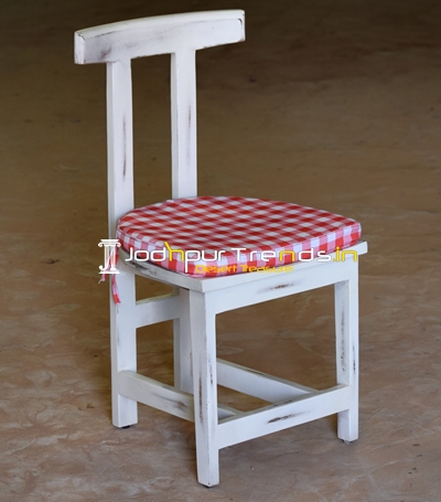 White Distress Solid Wood Restaurant Chair