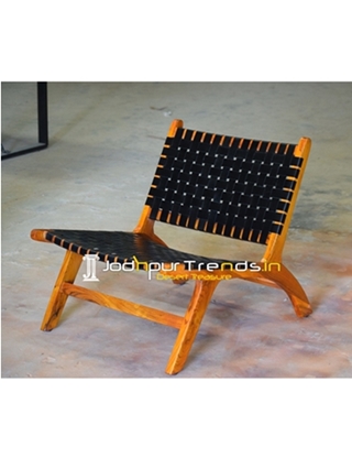 Wooden Leather Strip Resort Rest Chair